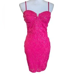 Windsor fuchsia sequin mini dress new with tags size Large